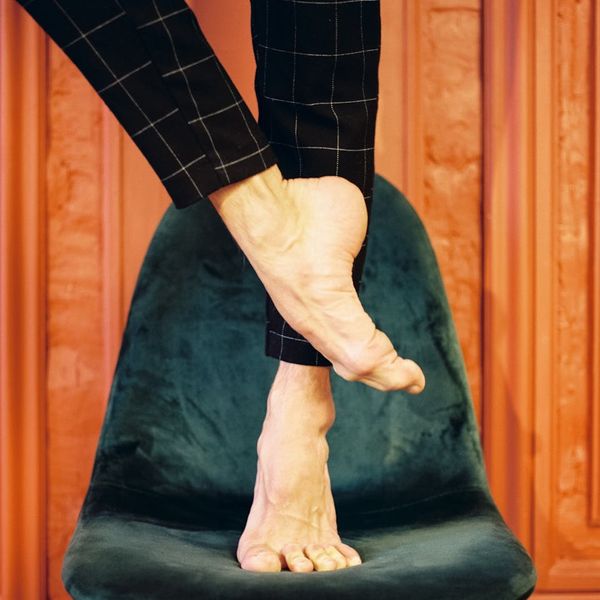 Close up of feet in a balance pose